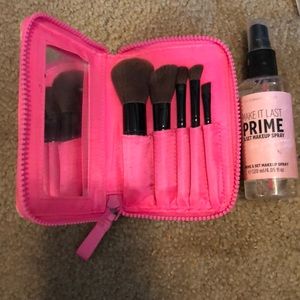 5 pc makeup travel brush set & makeup prime spray